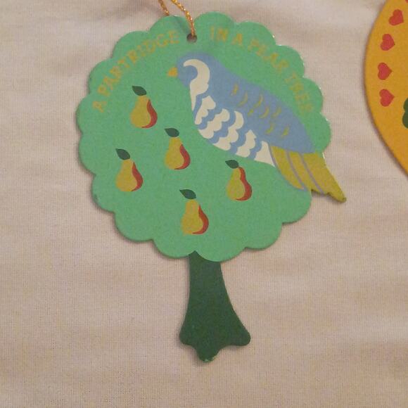 Lot of 3: First Three Days of Twelve Day of Christmas Metal Christmas Ornaments - Picture 2 of 4